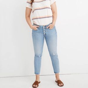 Madewell 9" Mid-Rise Skinny Crop Jeans in Asbury Wash: Button-Front Edition 34